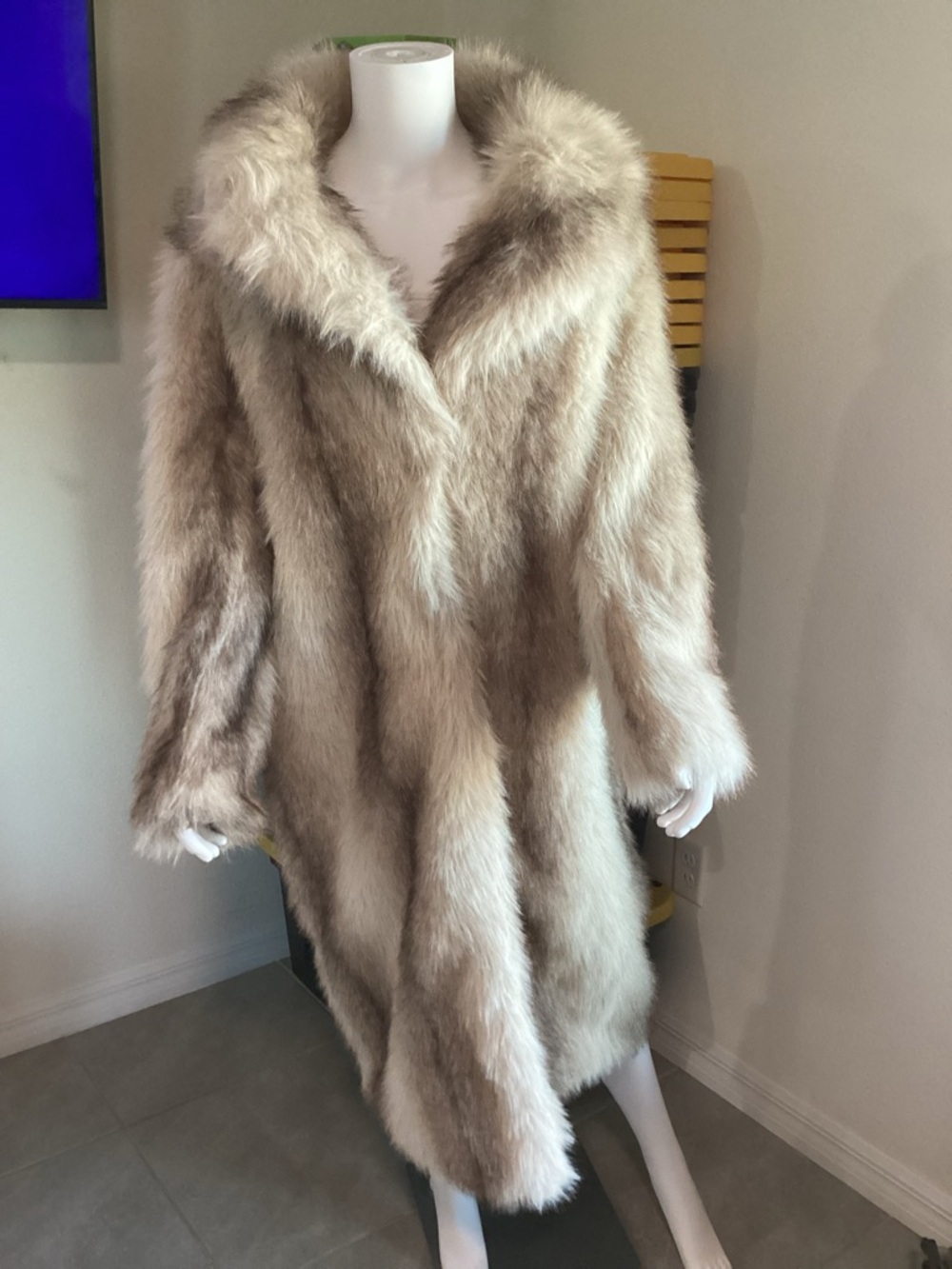 Noble Relish Faux Fur Coat S Multicolor Long Plush Jacket NWT Luxury